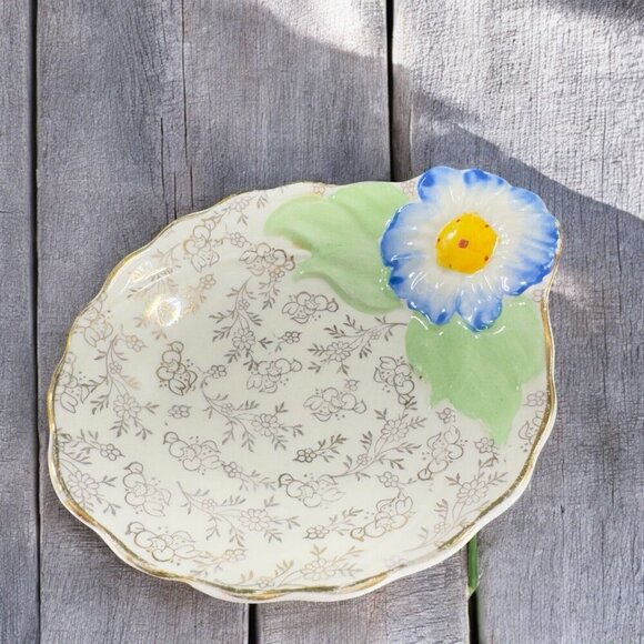 Vintage James Kent Longton Porcelain Spoon Rest Floral Pattern Painted England - Picture 1 of 15